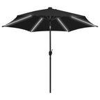 Sombrilla de jardín con luces LED palo de aluminio negra 300 cm
