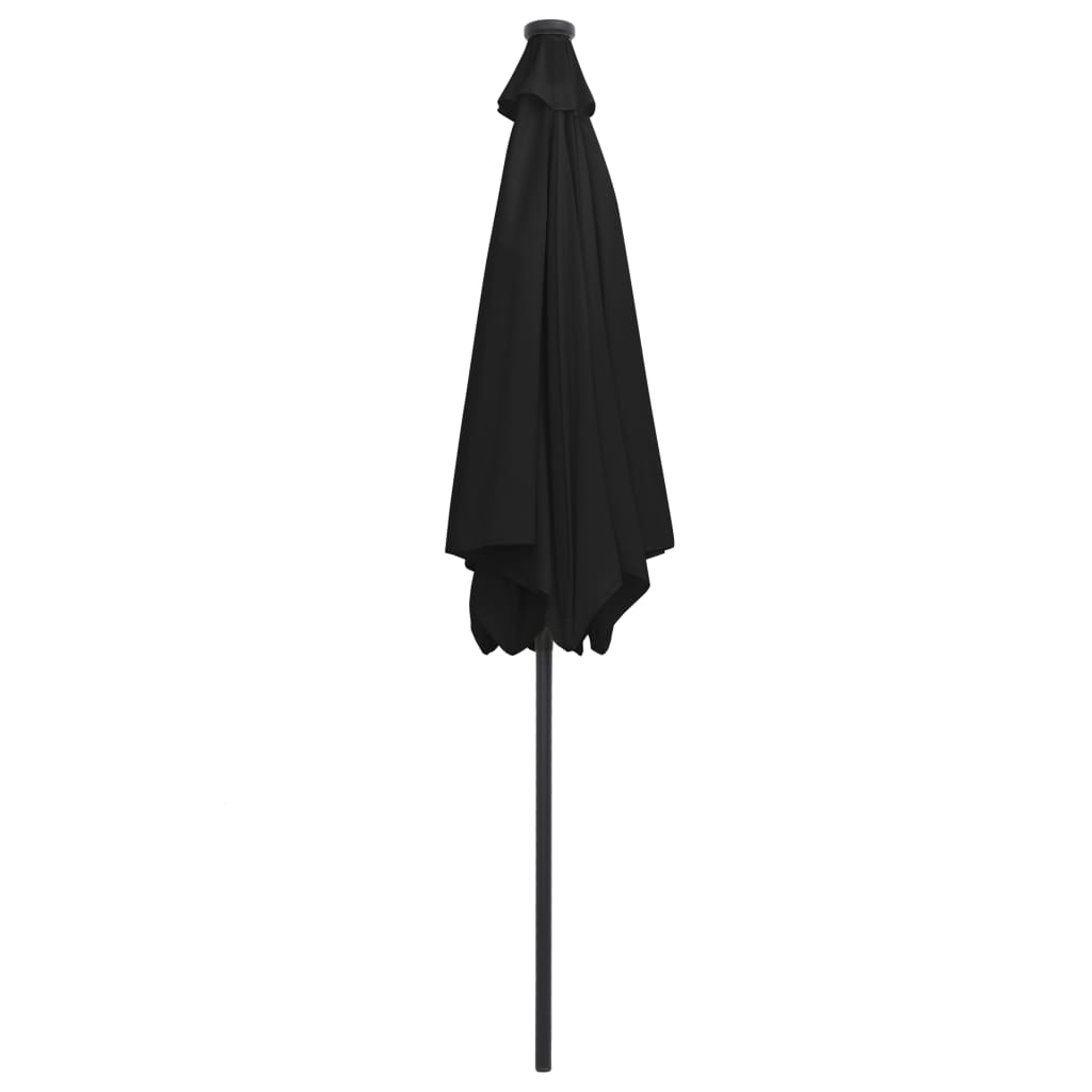 Sombrilla de jardín con luces LED palo de aluminio negra 300 cm
