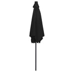 Sombrilla de jardín con luces LED palo de aluminio negra 300 cm