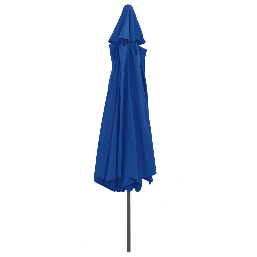 Sombrilla de jardín con palo de metal azul azure 390 cm
