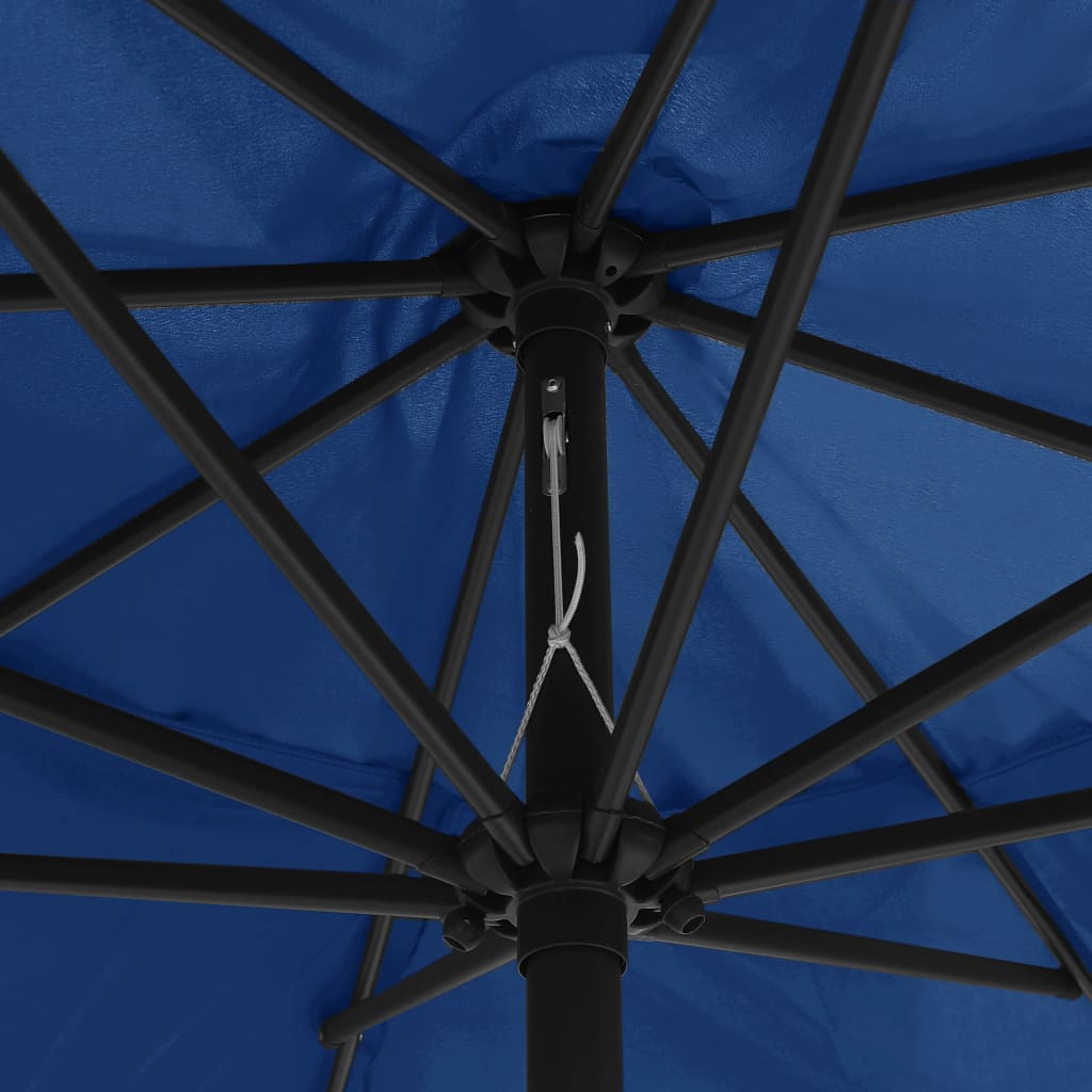 Sombrilla de jardín con palo de metal azul azure 390 cm