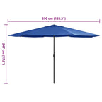 Sombrilla de jardín con palo de metal azul azure 390 cm