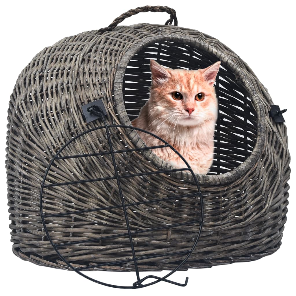 Transportín para gatos sauce natural gris 50x42x40 cm
