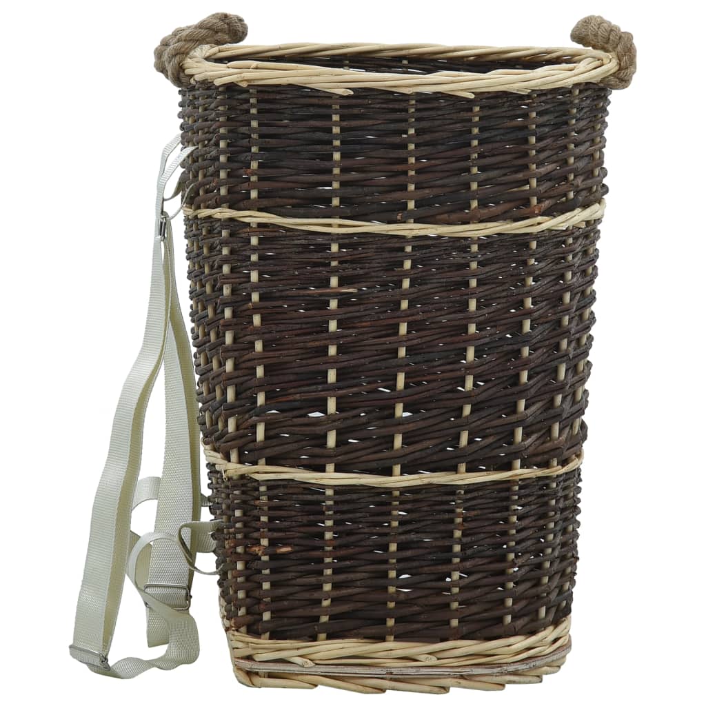 Cesto de leña con correas transporte sauce natural 44,5x37x50cm