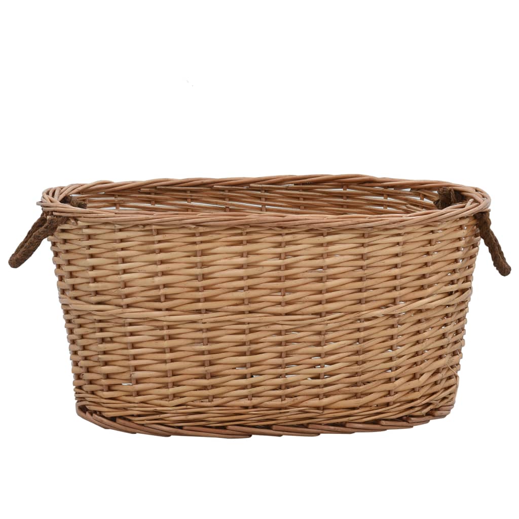 Cesta para leña con asas de transporte sauce natural 56x40x28cm