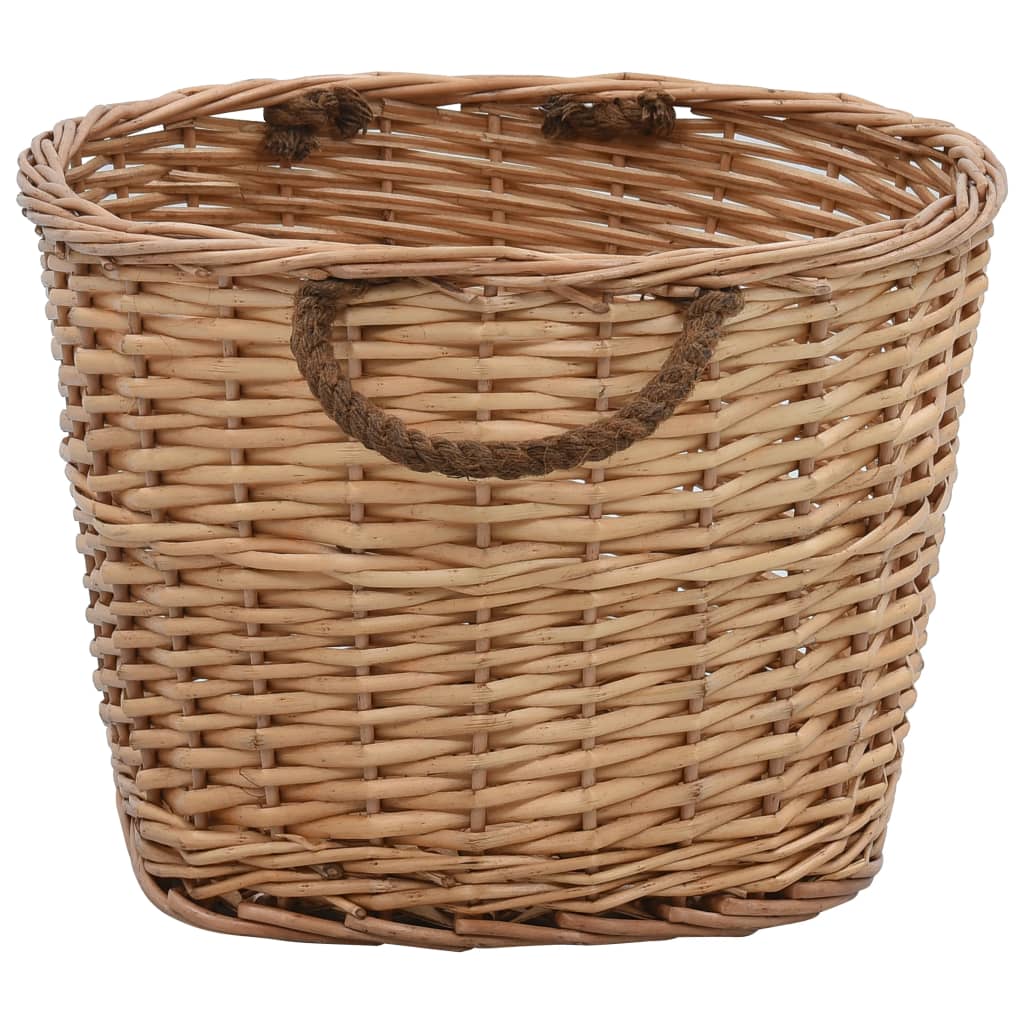 Cesta para leña con asas de transporte sauce natural 56x40x28cm