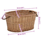 Cesta para leña con asas de transporte sauce natural 56x40x28cm