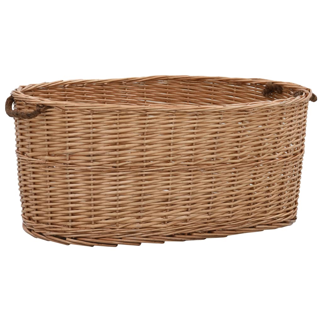 Cesto para lenha com pegas de transporte salgueiro natural 56x40x28cm