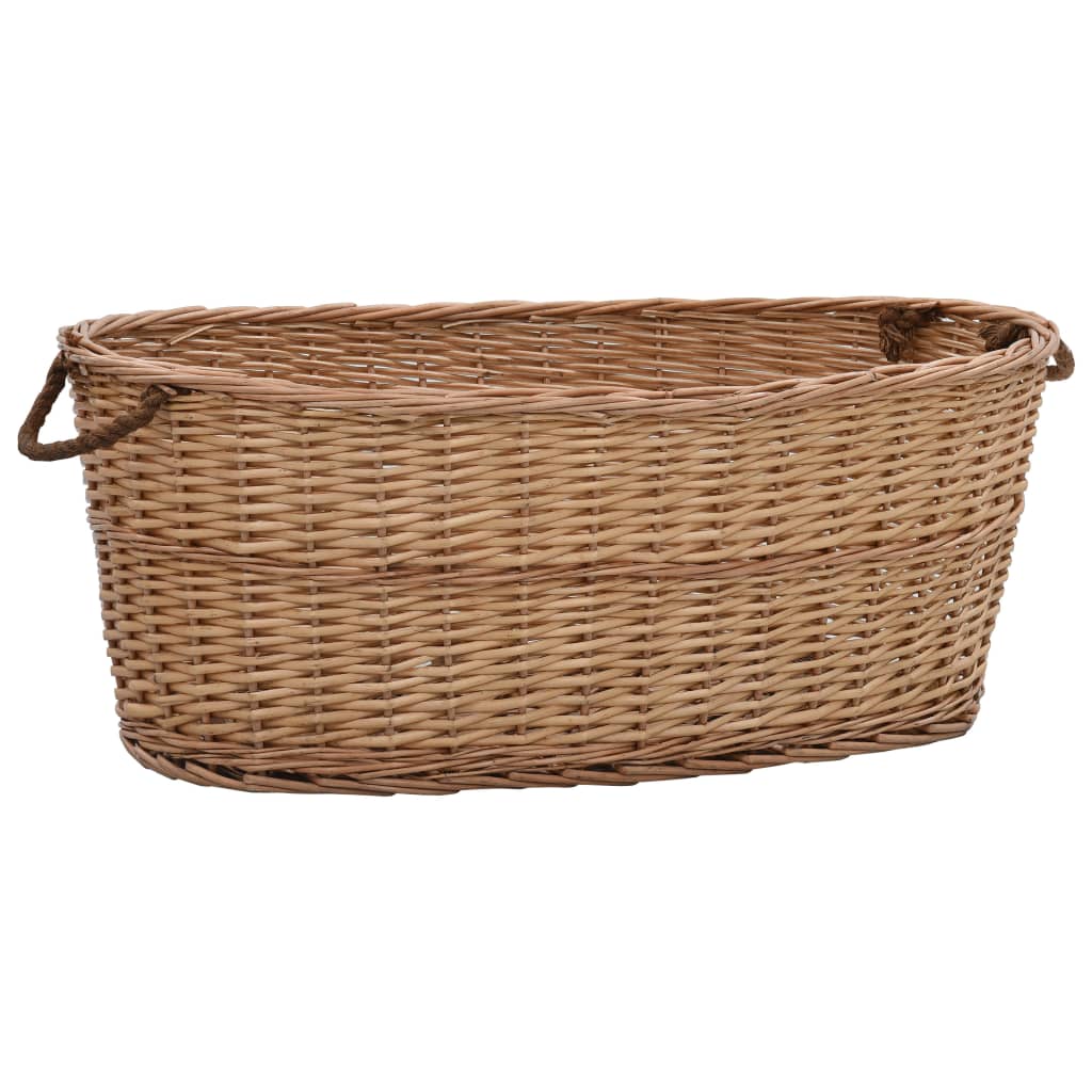 Cesto para lenha com pegas de transporte salgueiro natural 56x40x28cm