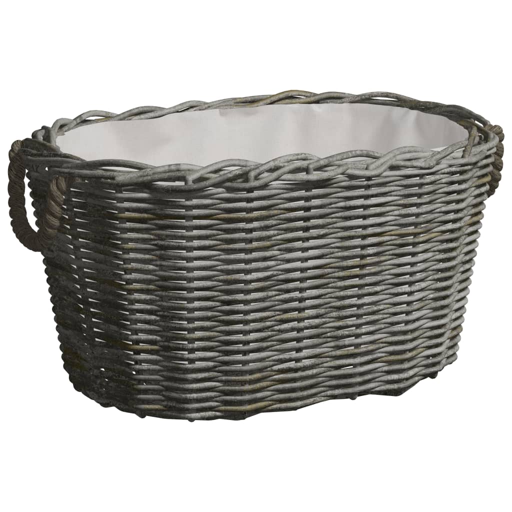 Cesta de leña asas de transporte sauce natural gris 59x42x28 cm