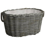 Cesta de leña asas de transporte sauce natural gris 59x42x28 cm