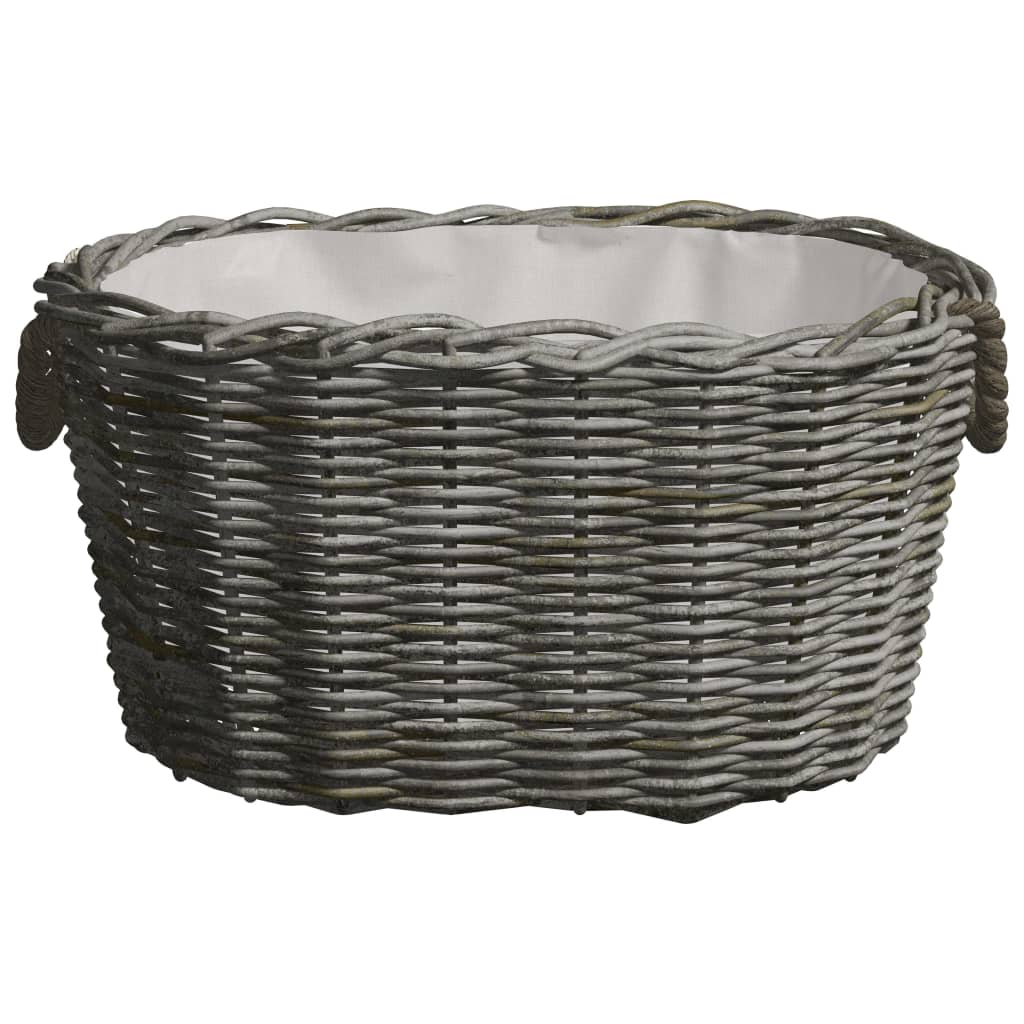 Cesta de leña asas de transporte sauce natural gris 59x42x28 cm