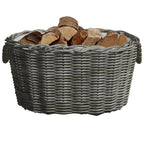 Cesta de leña asas de transporte sauce natural gris 59x42x28 cm