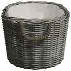 Cesta de leña asas de transporte sauce natural gris 59x42x28 cm