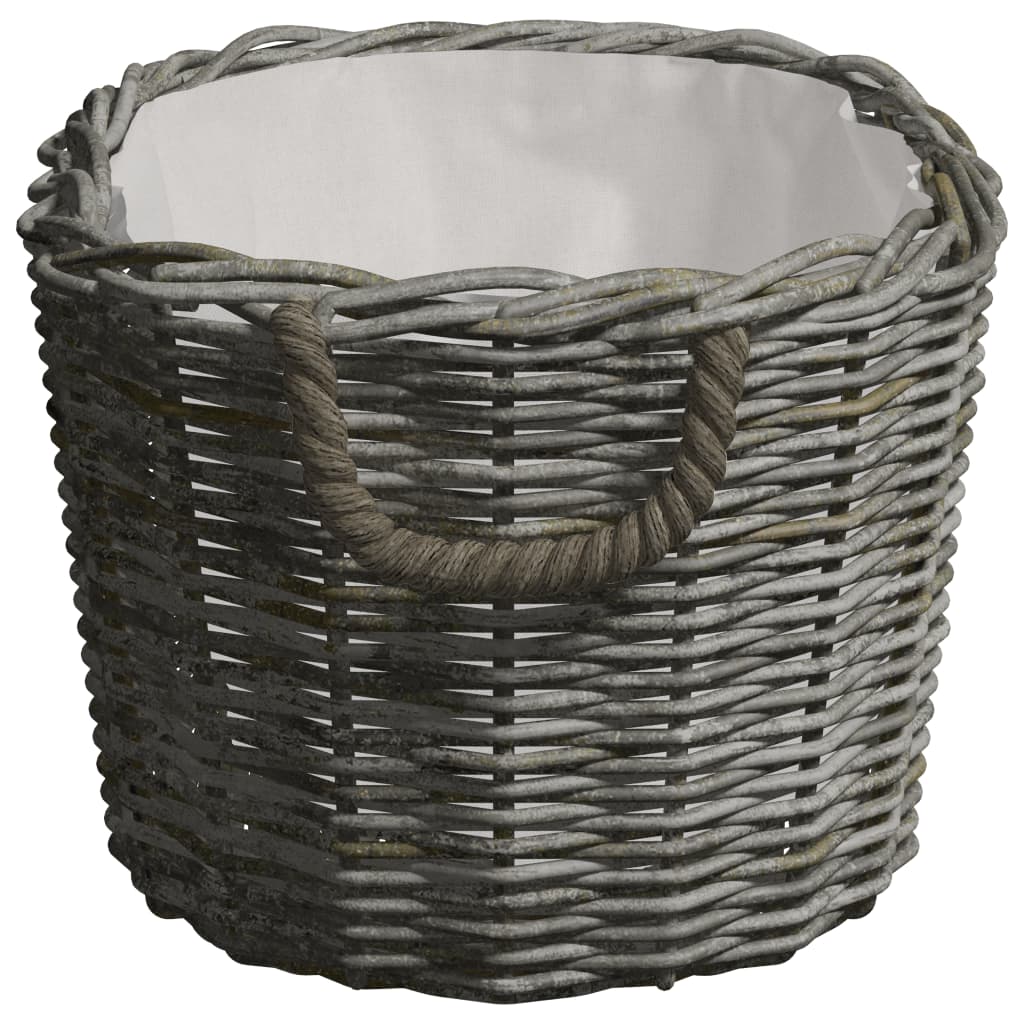 Cesta de leña asas de transporte sauce natural gris 59x42x28 cm