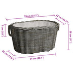 Cesta de leña asas de transporte sauce natural gris 59x42x28 cm