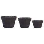 Set de cestas apilables para leña 3 uds sauce marrón oscuro