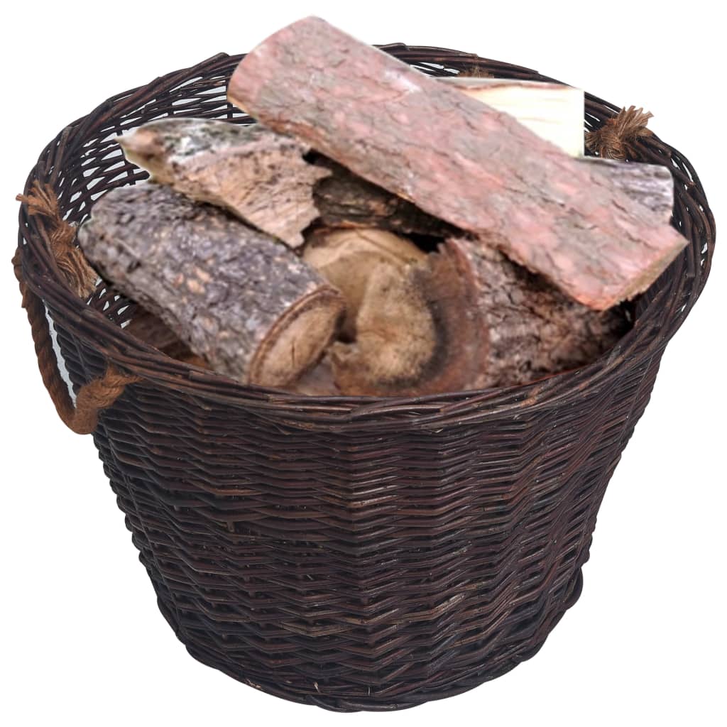 Set de cestas apilables para leña 3 uds sauce marrón oscuro