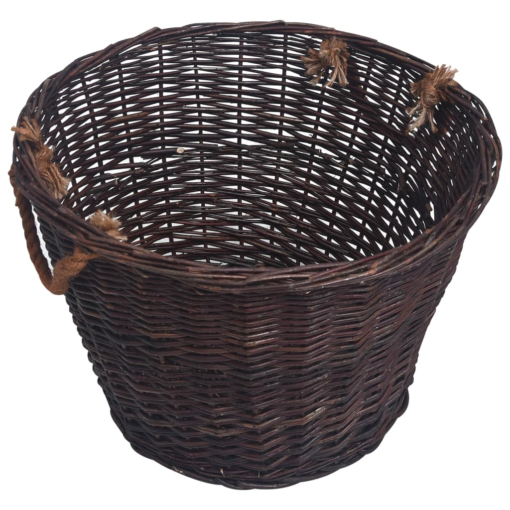 Set de cestas apilables para leña 3 uds sauce marrón oscuro