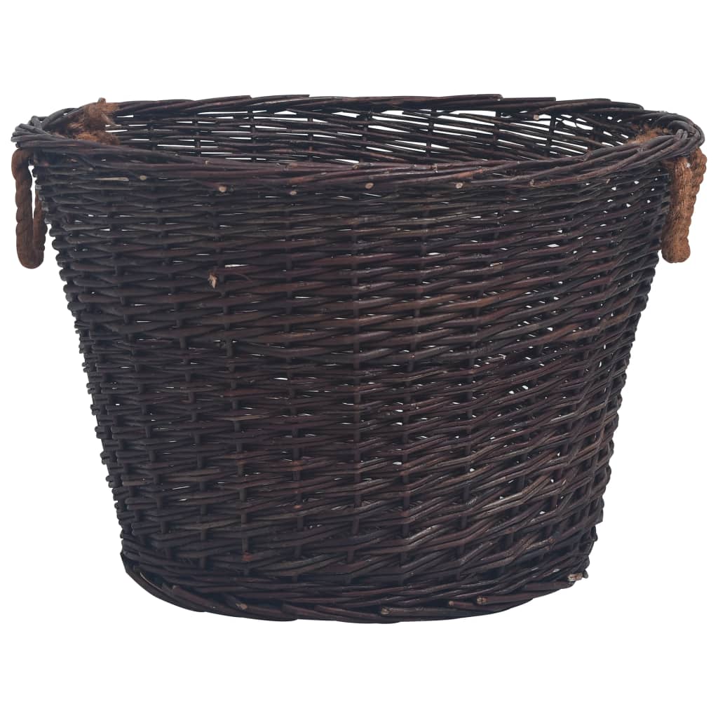 Set de cestas apilables para leña 3 uds sauce marrón oscuro