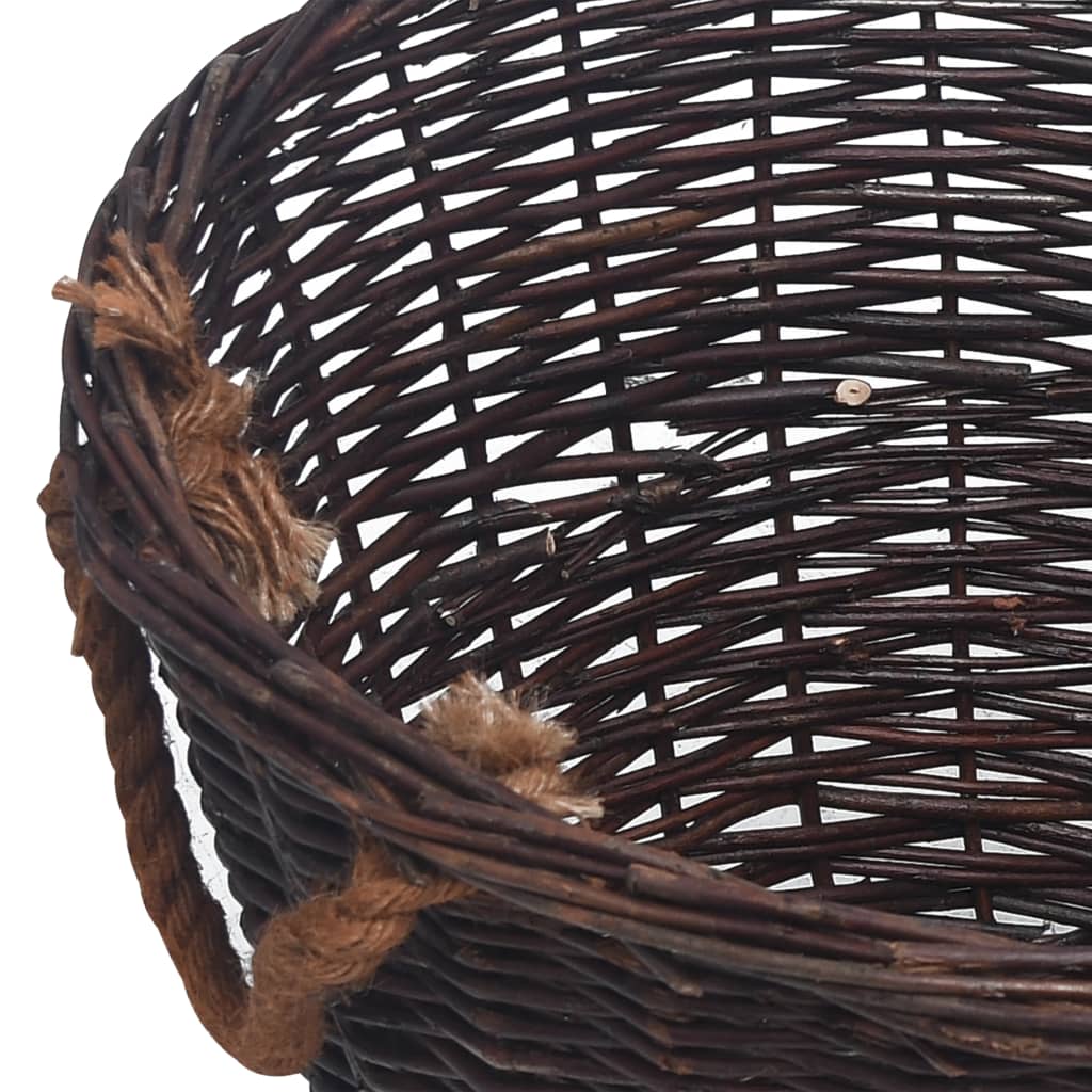 Set de cestas apilables para leña 3 uds sauce marrón oscuro