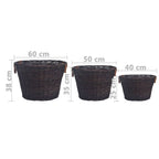 Set de cestas apilables para leña 3 uds sauce marrón oscuro