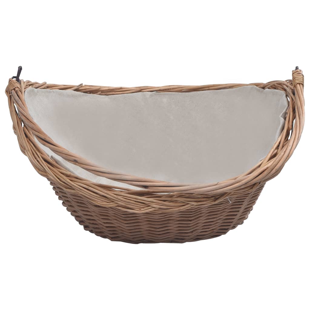 Cesta para leña con asas sauce marrón 57x46,5x52 cm