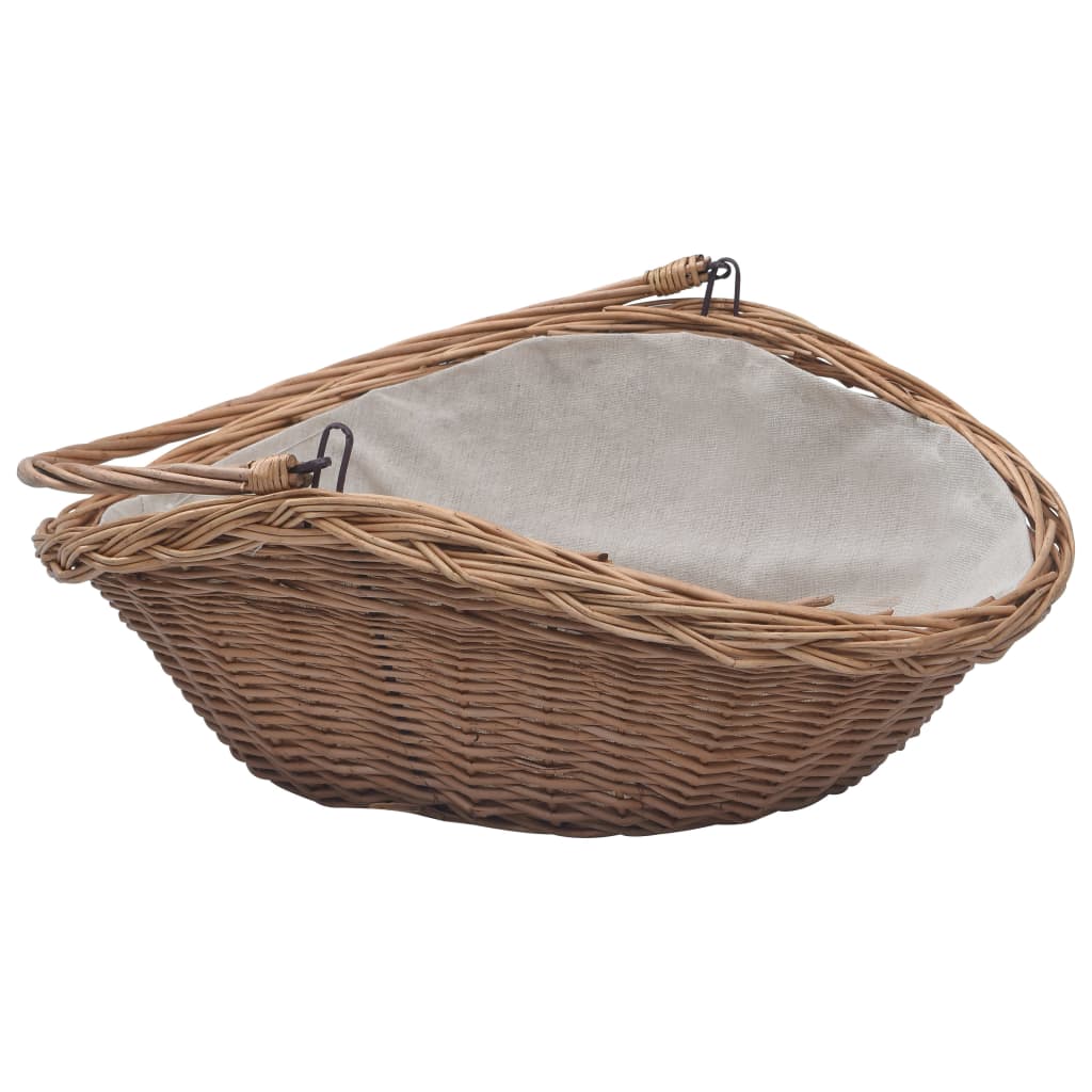 Cesta para leña con asas sauce marrón 57x46,5x52 cm