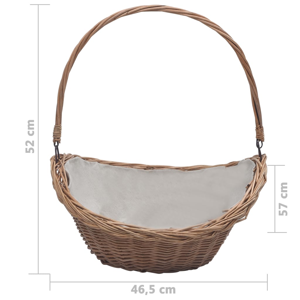 Cesta para leña con asas sauce marrón 57x46,5x52 cm