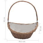 Cesta para leña con asas sauce marrón 57x46,5x52 cm