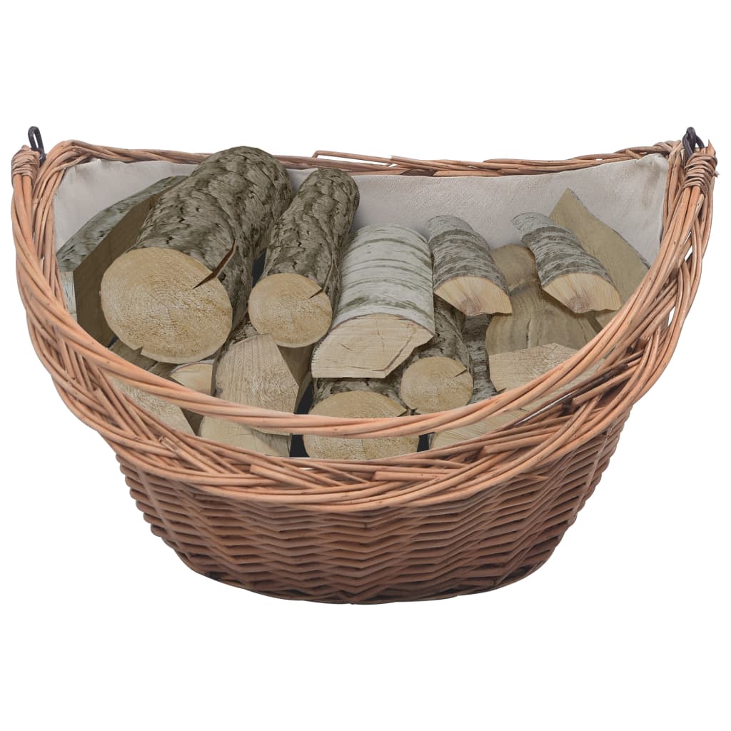 Cesta para leña con asa sauce natural 60x44x55 cm