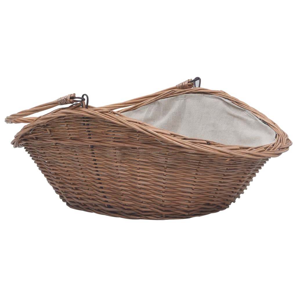 Cesta para leña con asa sauce natural 60x44x55 cm