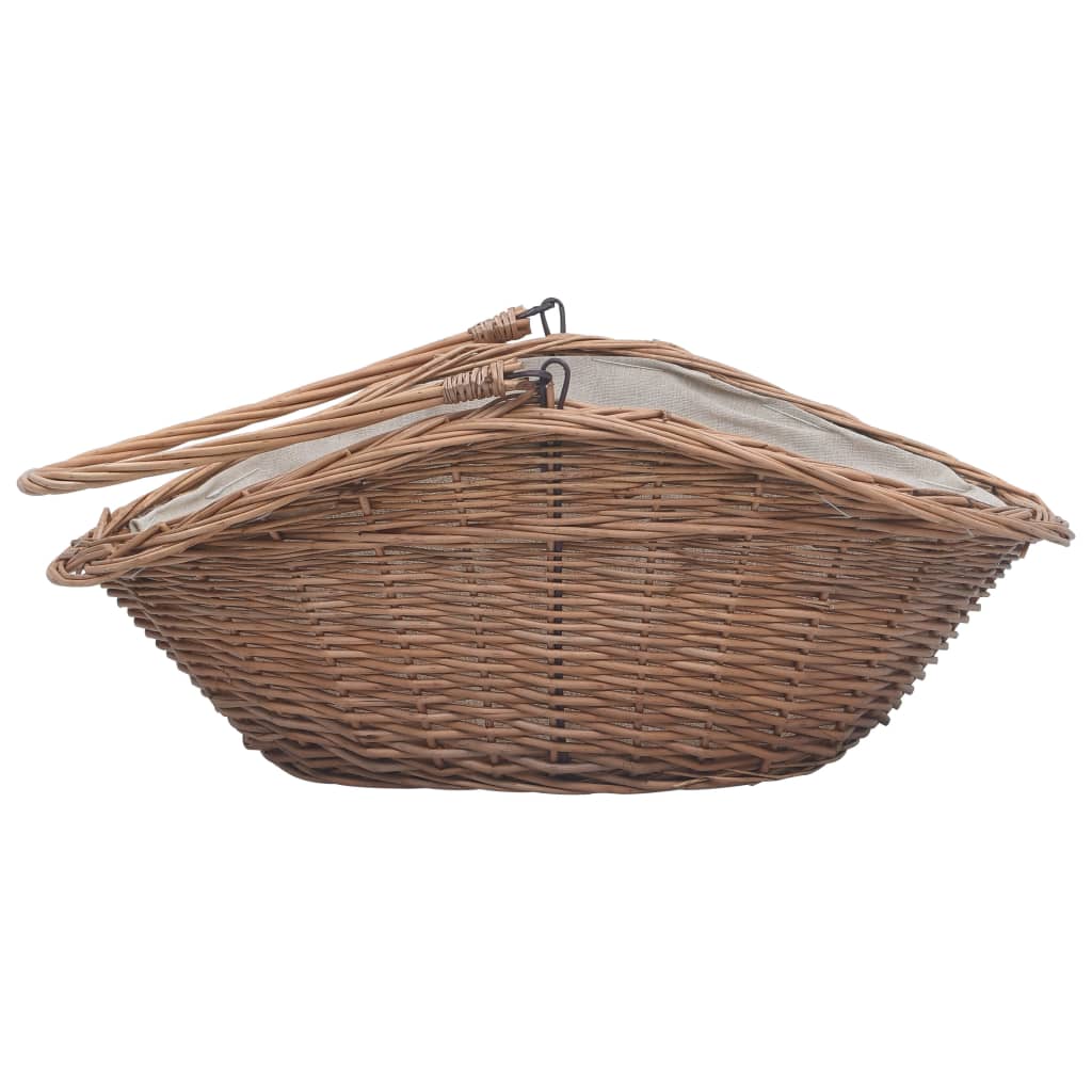 Cesta para leña con asa sauce natural 60x44x55 cm