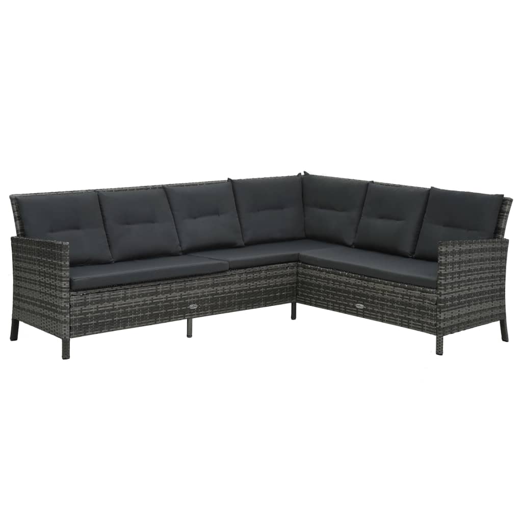 Set de muebles de jardín 4 pzas y cojines ratán sintético gris