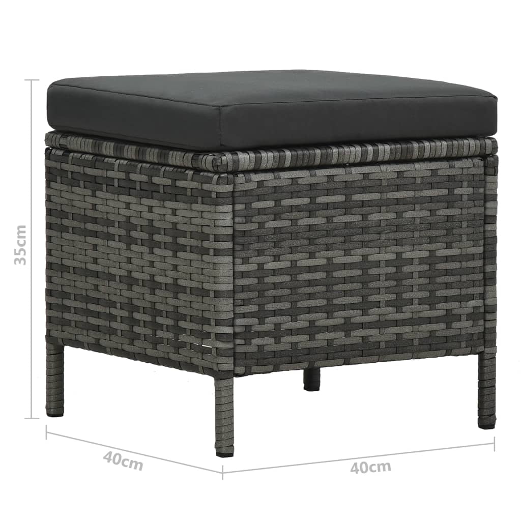 Set de muebles de jardín 4 pzas y cojines ratán sintético gris