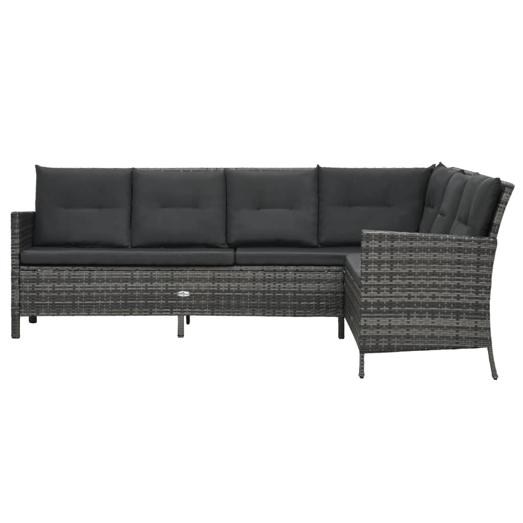 Set de muebles de jardín 4 pzas y cojines ratán sintético gris