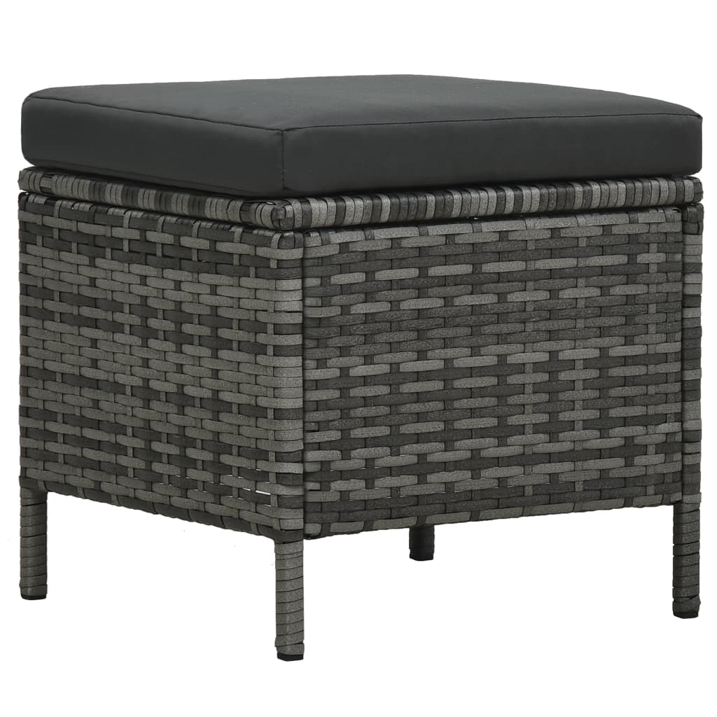 Set de muebles de jardín 4 pzas y cojines ratán sintético gris
