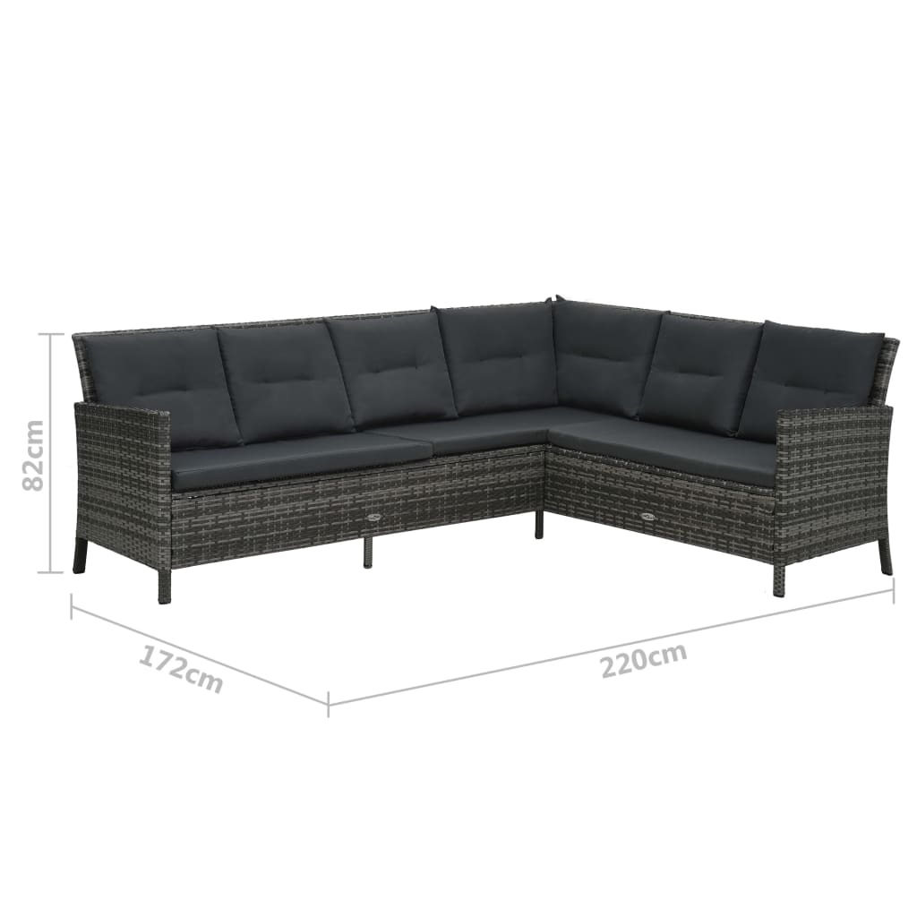 Set de muebles de jardín 4 pzas y cojines ratán sintético gris