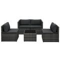 Set de muebles de jardín 5 pzas y cojines ratán sintético gris