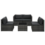 Set de muebles de jardín 5 pzas y cojines ratán sintético gris