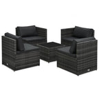 Set de muebles de jardín 5 pzas y cojines ratán sintético gris