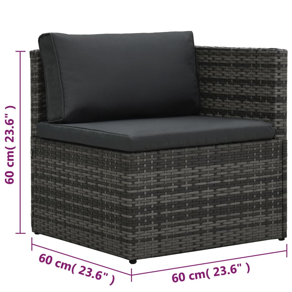 Set de muebles de jardín 5 pzas y cojines ratán sintético gris