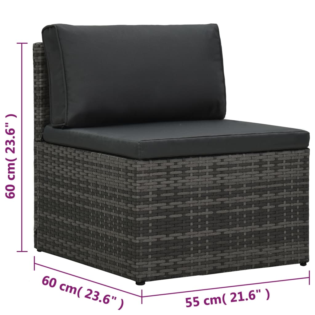 Set de muebles de jardín 5 pzas y cojines ratán sintético gris