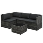 Set de muebles de jardín 5 pzas y cojines ratán sintético gris