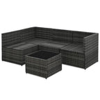 Set de muebles de jardín 5 pzas y cojines ratán sintético gris