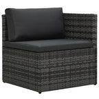 Set de muebles de jardín 5 pzas y cojines ratán sintético gris