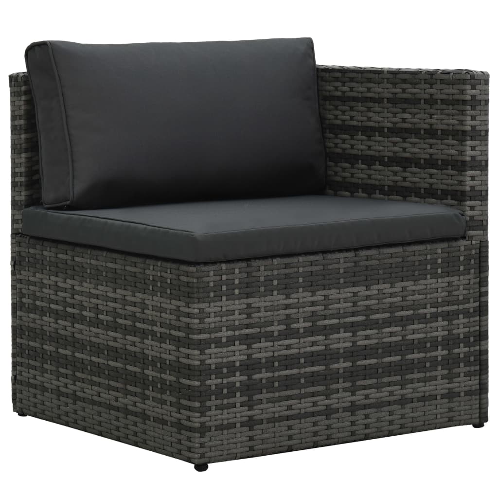 Set de muebles de jardín 5 pzas y cojines ratán sintético gris