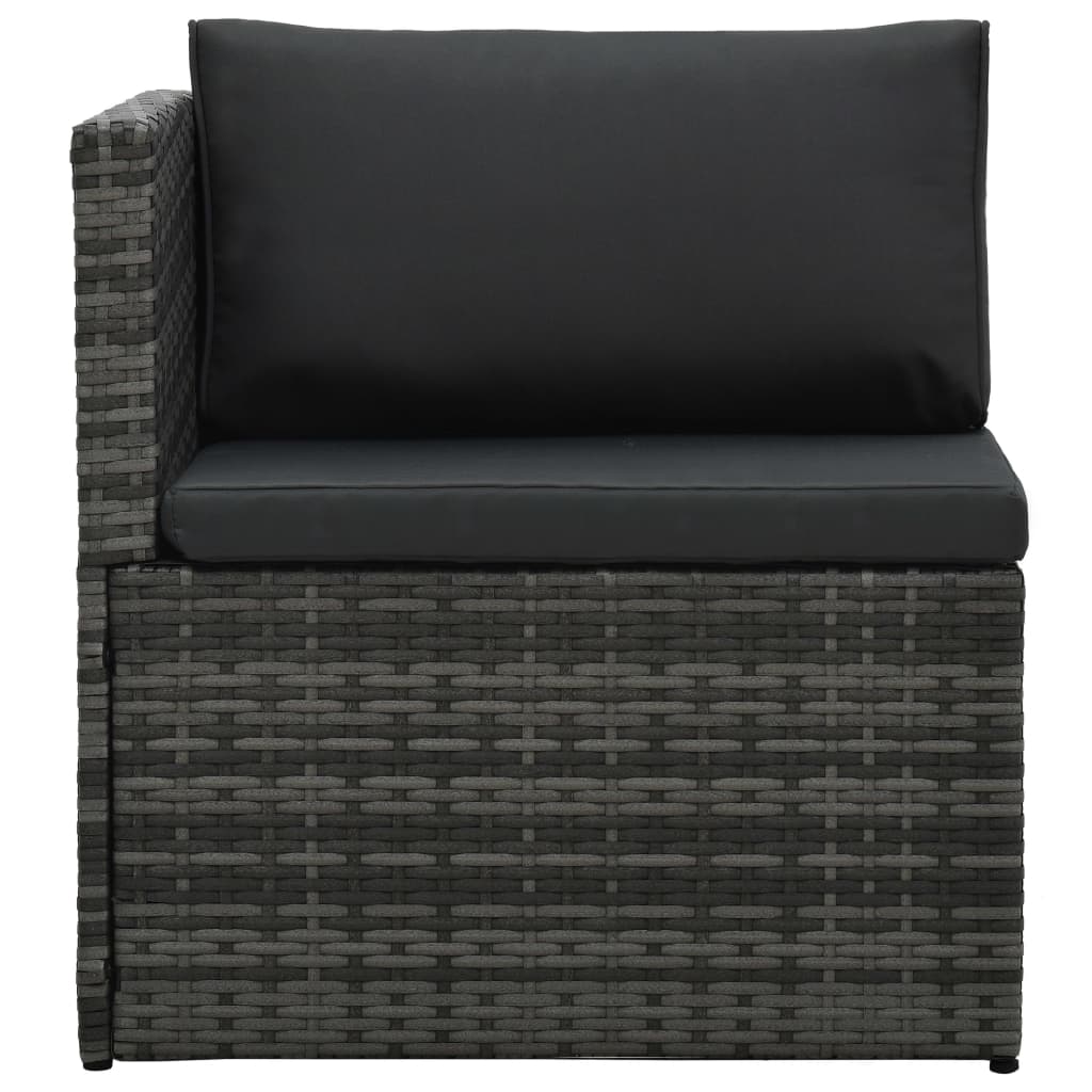 Set de muebles de jardín 5 pzas y cojines ratán sintético gris