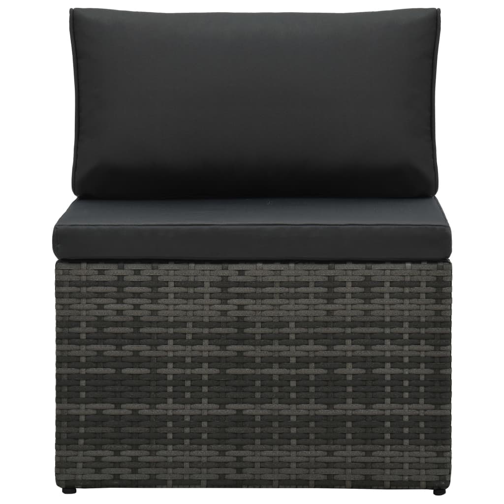 Set de muebles de jardín 5 pzas y cojines ratán sintético gris