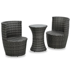 Juego muebles bistró jardín 3 pzas cojines ratán sintético gris
